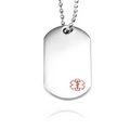 Stainless Steel Medical Dog Tag Large Pendant 24 In Chain